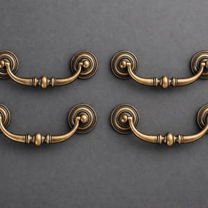 Vintage Brass French Provincial Drawer Pulls – Set of 12 Elegant Louis XV Hardware