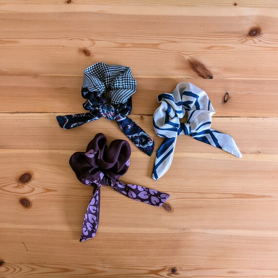 Vintage Scarf Bow Scrunchie