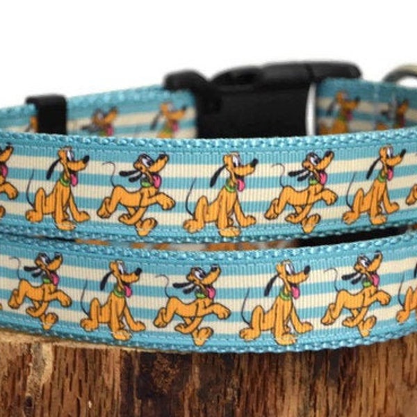 Blue Disney Pluto Dog Collar, DIsney Dog Collar, Disney Summer Dog Collar, Adjustable Dog Collar