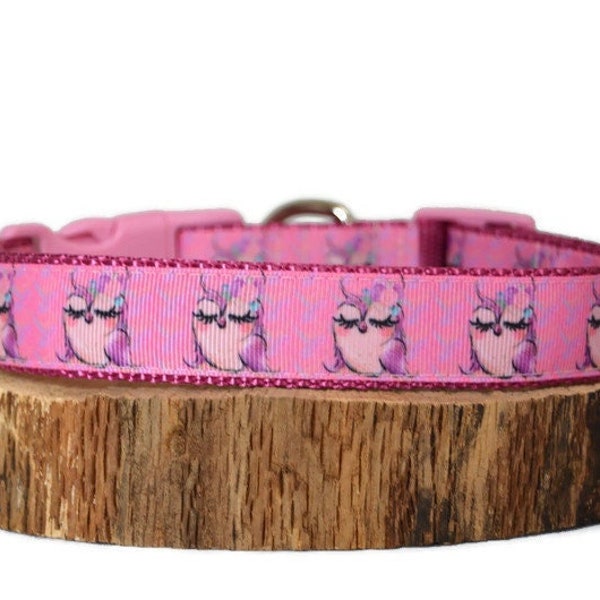 Super Cute Owl Dog Collar, Animal Print, 1 inch Wide