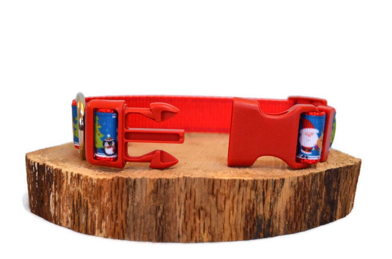 Santa Holiday Collar Red Christmas Collar Santa and Reindeer Christmas Dog Collar
