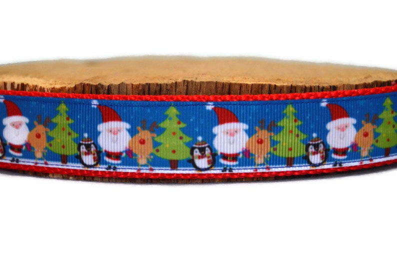 Santa Holiday Collar Red Christmas Collar Santa and Reindeer Christmas Dog Collar