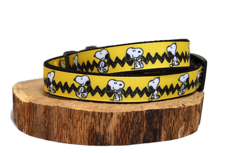 Yellow Snoopy Dog Collar Charlie Brown Adjustable Dog Collar Etsy