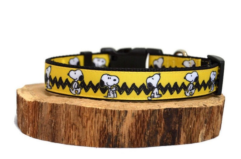 Yellow Snoopy Dog Collar Charlie Brown Adjustable Dog Collar Etsy