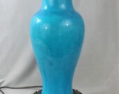 Asian Turquoise Porcelain Lamp - Metal Mounts -