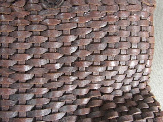 Huge J Peterman Woven Leather Tote Bag, Deep Brow… - image 5