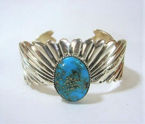 Striking Vintage Zuni Native American Turquoise Coral Strling Silver Bracelet Striking Vintage Zuni Native American Turquoise Coral Strling Silver Bracelet