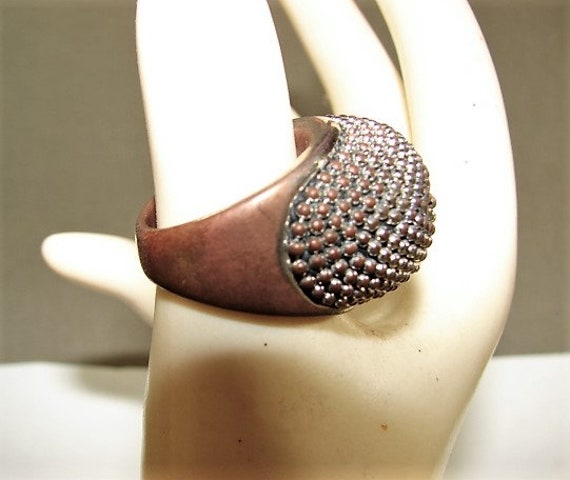 Dramatic Silver Plate MCM Glittery Ring, Size 6 1… - image 10