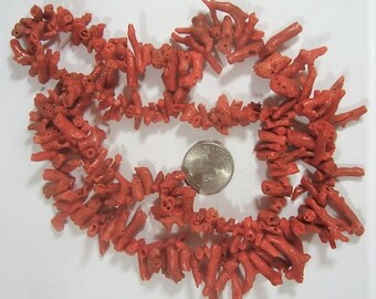 28" Large Branch Coral Necklace,  Deep Color,  Big Coral Pieces