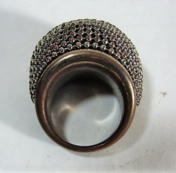 Dramatic Silver Plate MCM Glittery Ring, Size 6 1… - image 8