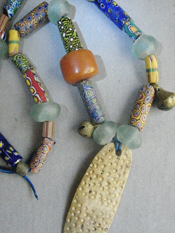 Long Strand Antique African Trade Beads - Venetia… - image 2