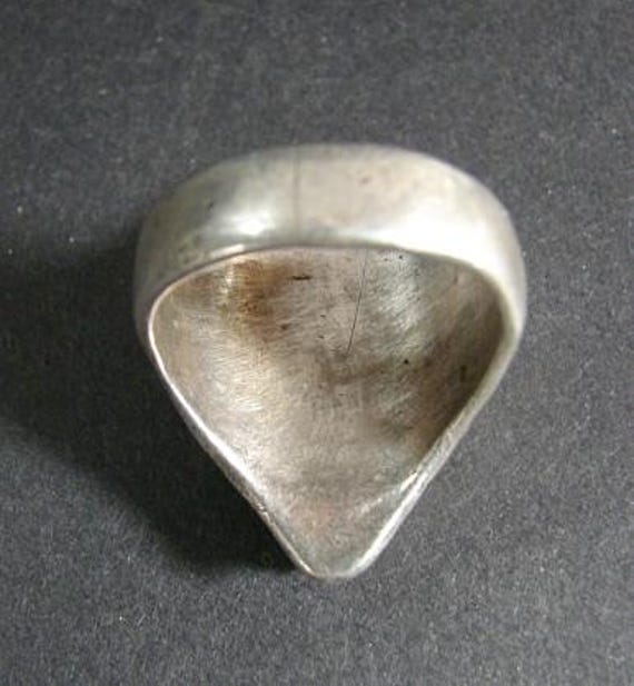 Large Dramatic Sterling and Turquoise Ring, Diamo… - image 4