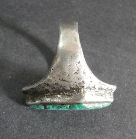 Large Dramatic Sterling and Turquoise Ring, Diamo… - image 3