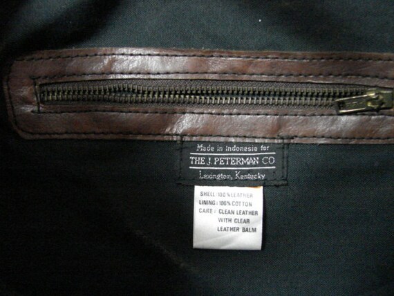 Huge J Peterman Woven Leather Tote Bag, Deep Brow… - image 8