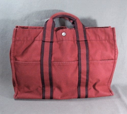 Hermes Paris Vintage Red Canvas Cotton Fourre Tout MM Bag Tote