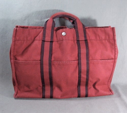 Hermes Fourre Tout Red Canvas Bag, Interior and Exterior Hermes Fourre Tout Red Canvas Bag, Interior and Exterior