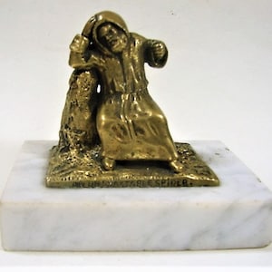 Mysterious and Quirky Little Bronze - Cloaked Figure - Marble Base.
