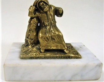 Mysterious and Quirky Little Bronze - Cloaked Figure - Marble Base.