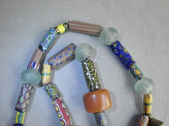 Long Strand Antique African Trade Beads - Venetia… - image 3