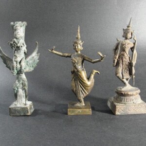 Group Thai and Java Bronze Figures, Vintage 20th Century, Dancer ...