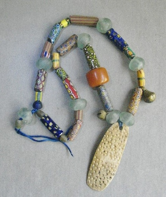 Long Strand Antique African Trade Beads - Venetia… - image 1