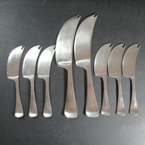 Dansk Torun Cheese Knives and Spreaders, Mid Century Design,  Stainless Steel, Set of 8, Vintage Sold AS IS