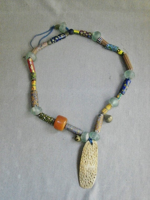 Long Strand Antique African Trade Beads - Venetia… - image 5