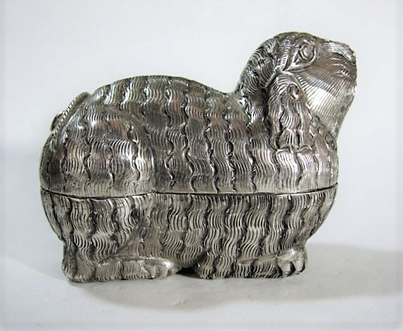 Cambodian Silver Betel Nut Box, Foo Lion or Dog, Southeast Asia