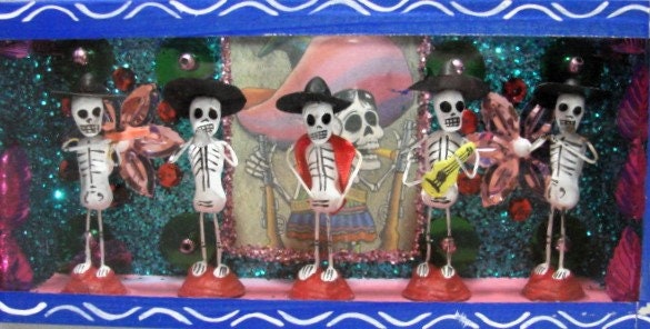 Mexican Skeleton Band Shadow Box, Day of the Dead Figures, - Etsy