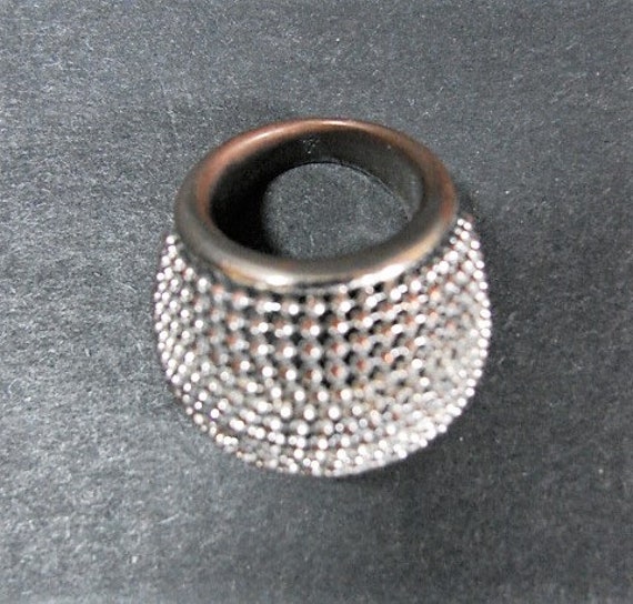 Dramatic Silver Plate MCM Glittery Ring, Size 6 1… - image 5