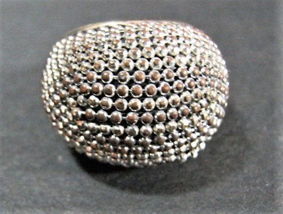 Dramatic Silver Plate MCM Glittery Ring, Size 6 1… - image 4