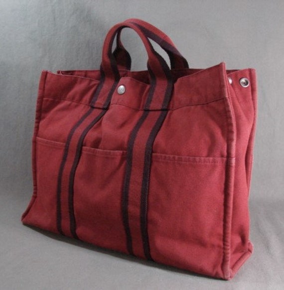 Hermes Fourre Tout Red Canvas Bag, Interior and E… - image 6