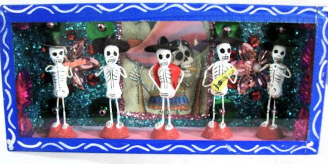 Mexican Skeleton Band Shadow Box, Day of the Dead Figures, - Etsy