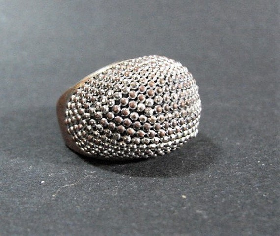 Dramatic Silver Plate MCM Glittery Ring, Size 6 1… - image 7