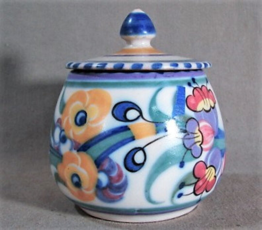 Early Poole Pottery Jam Jar, First Poole Hallmark, Traditional Art Deco