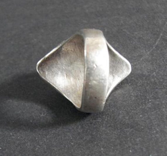 Large Dramatic Sterling and Turquoise Ring, Diamo… - image 5