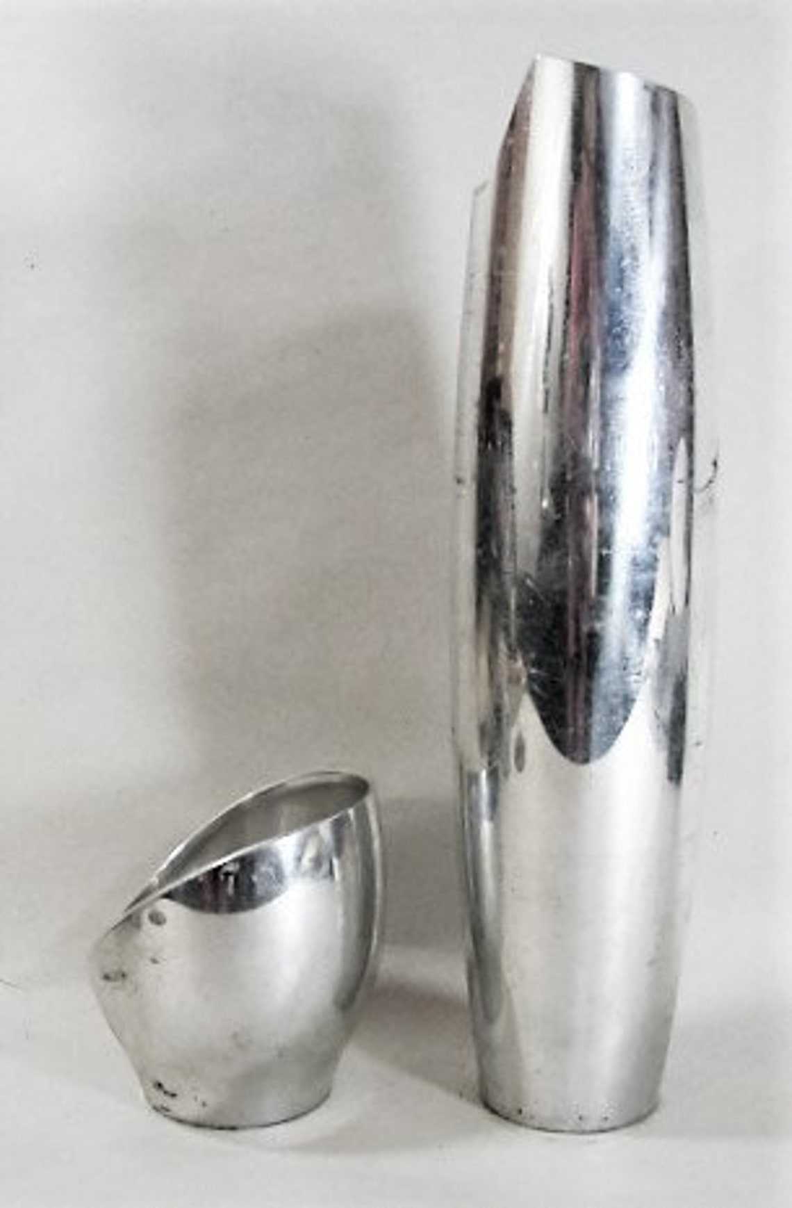 Vintage Nambe Vase and Candle Holder 1998 Sleek Aluminum Etsy
