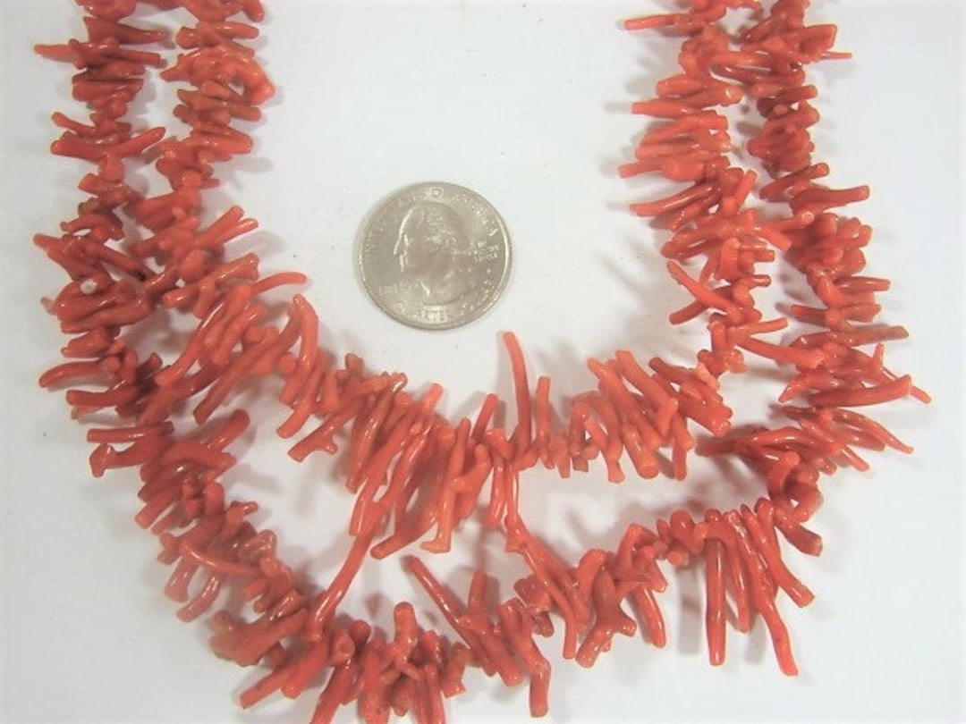 Vintage Branch Coral Necklace Red Coral Beads Chips Nuggets Retro Single  Strand | eBay