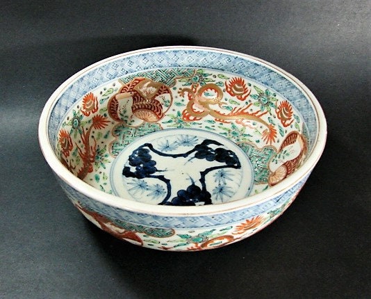 Large Japanese Red Dragon Bowl - Etsy
