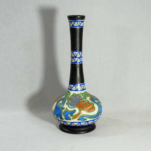 Gouda Pottery Crocus Bud Vase, Hallmark 1924, Excellent Condition
