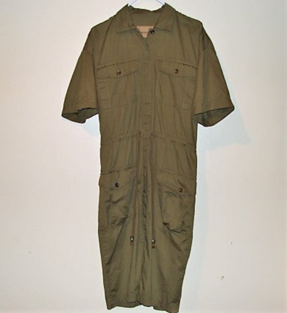 Liz Claiborne Olive Khaki Safari Dress, Size 10, C