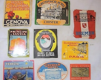 31 Vintage Hotel Luggage Labels - 1930s 1940s