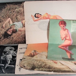 7 Esquire Center Folds and other Pin up Prints, Large Sizes, Various Artists, Calendar Page