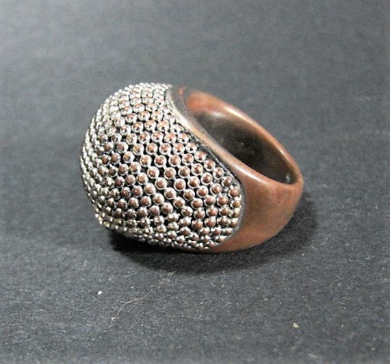 Dramatic Silver Plate MCM Glittery Ring, Size 6 1… - image 3