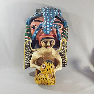 Vintage Mexican Mask, Faces, Frog, Angel, Lizard, Large Guerrero Dance Mask, 1970s