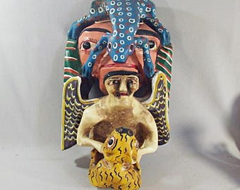 Vintage Mexican Mask, Faces, Frog, Angel, Lizard, Large Guerrero Dance Mask, 1970s