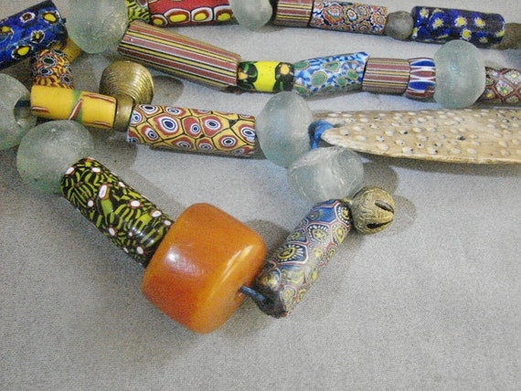 Long Strand Antique African Trade Beads - Venetia… - image 7