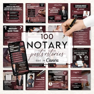Notary Social Media Post bundle, Notary Instagram Posts and Story Templates, Mobile Notary Services, Luxury Notary Marketing, Canva Template