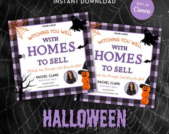 Halloween Realtor Pop by Tag, Real Estate Halloween Pop by Tags ,Fall Real Estate Marketing, Realtor Halloween Gift Tag, Canva Template