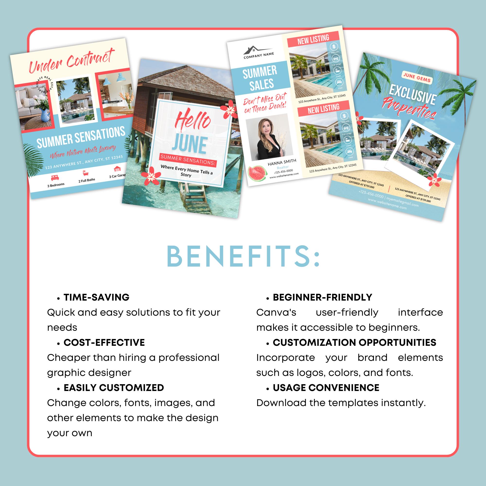 June Realtor Instagram Posts, Summer Real Estate Social Media Template ...
